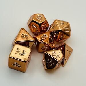 7-Piece Gold Colored D&D Dice Set - Luxurious Polyhedral Tabletop RPG Dice